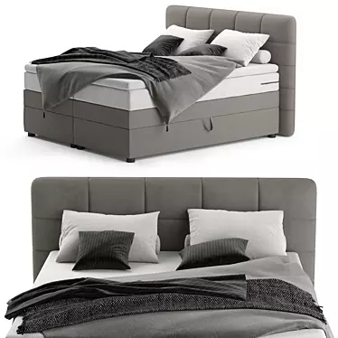 Sleek Gray Bed: Stylish and Comfortable 3D model image 1 