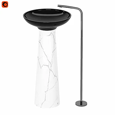 Carrara Marble Freestanding Washbasin: Sleek Elegance 3D model image 1 