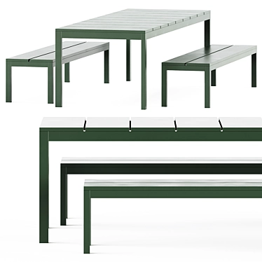 Na Xemena Outdoor Table & Bench 3D model image 1 