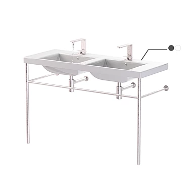 Luxury Double Basin Console Sink with Polished Chrome Stand 3D model image 1 