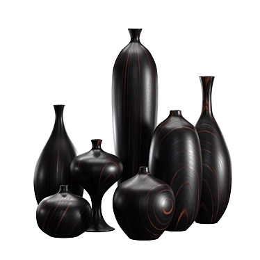Elegant Blackwood Vase Set 3D model image 1 