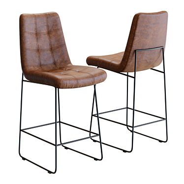 Sophisticated Naomi Leather Bar Stool 3D model image 1 