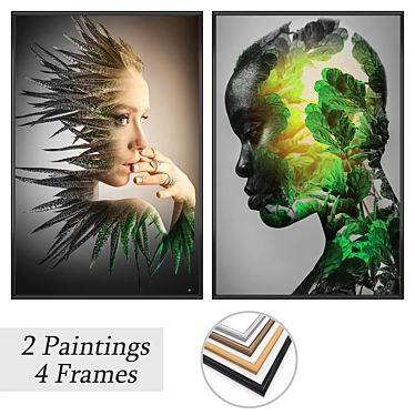 Artful Masterpieces: 2 Paintings with 4 Frame Options 3D model image 1 