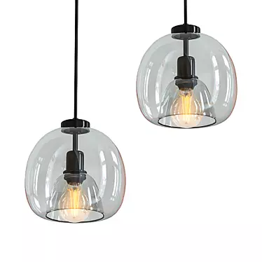 Nordic Glass Pendant Chandeliers 3D model image 1 