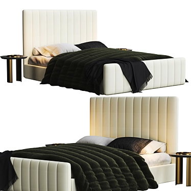 Plush Velvet Ottoman Bed: Stylish and Functional! 3D model image 1 
