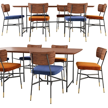 Elegant Amalyn Chair & Marelli Table 3D model image 1 