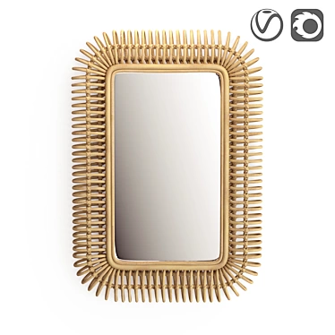 Tarsile Rattan Mirror - Natural Elegance for Your Interiors 3D model image 1 