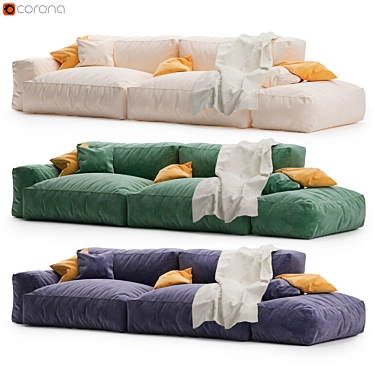 3-Fabric Sofa: Versatile, Stylish, and Comfortable 3D model image 1 