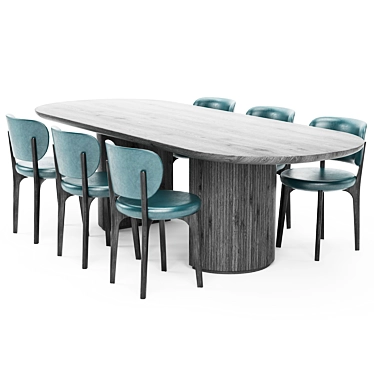 Elegant Elliptical Dining Table 3D model image 1 