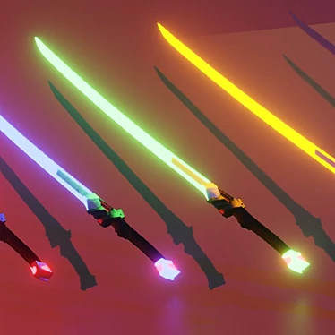 Futuristic Colorful Neo Swords 3D model image 1 