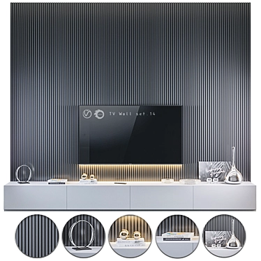 Modern TV Wall Mount Set 3D model image 1 