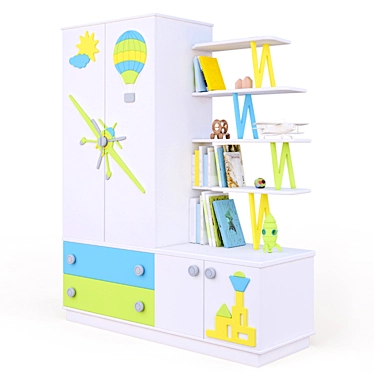 Aviator Enamel Children's Cabinet: Functional & Stylish 3D model image 1 