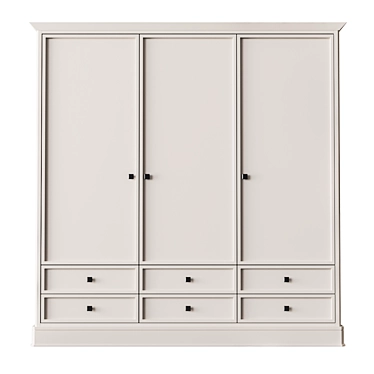 Elegant French Three-door Wardrobe 3D model image 1 