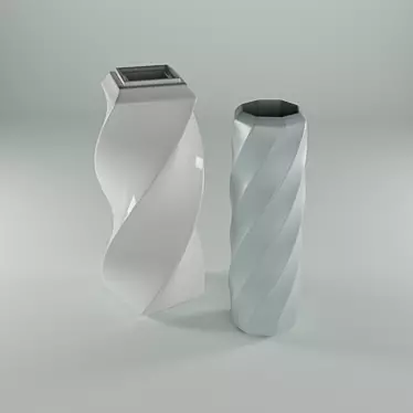 Elegant Duo: Two Fantastic Vases 3D model image 1 