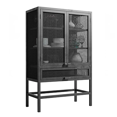 Nordal Merge Cabinet: Rattan & Metal 3D model image 1 