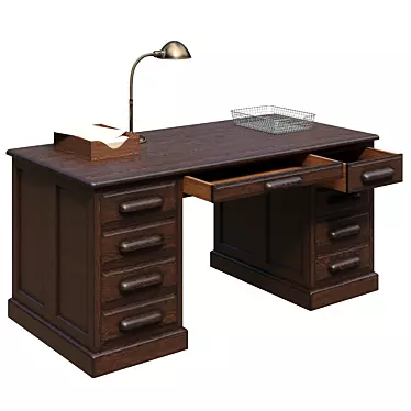 Vintage USA Office Desk 3D model image 1 