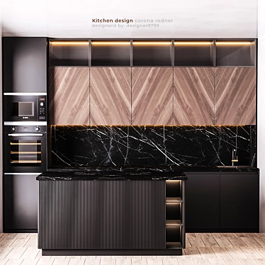 Modern Kitchen Design: 3ds Max 2016 for FBX Export & Corona Renderer 6 3D model image 1 