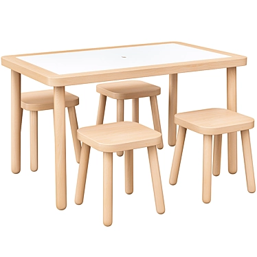 FLISAT Kids Table and Stool Set 3D model image 1 