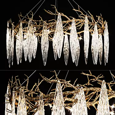 Autumn Elegance: Handmade Brass Art Chandelier 3D model image 1 