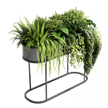Modern Indoor Plant Collection: Metal Stand and Vase Pot 3D model image 1 