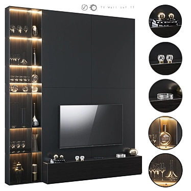 Modern TV Wall Set 17: V-Ray & Corona Compatible 3D model image 1 