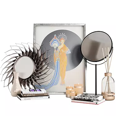 Decor set (painting, candles, mirrors, books)