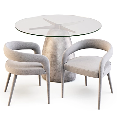 CB2 Ivory Dining Set: Contemporary Design 3D model image 1 