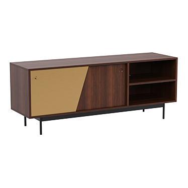 Mischa Acacia Wood TV Stand 3D model image 1 