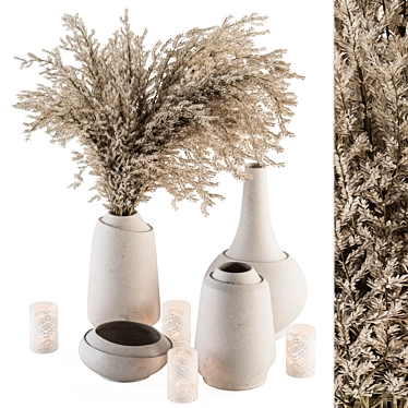 Elegant Vase and Plant Set 3D model image 1 