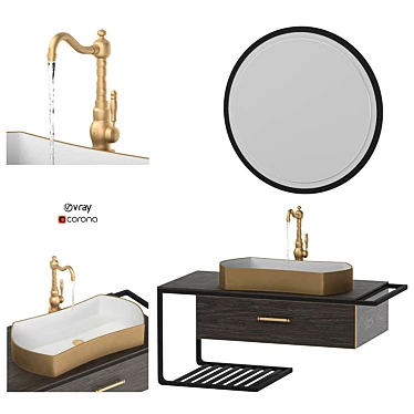 Nordic Black Wall Vanity: Sleek and Stylish 3D model image 1 