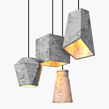 Concrete Pendant Light: Modern Industrial Hanging Lamp 3D model image 1 