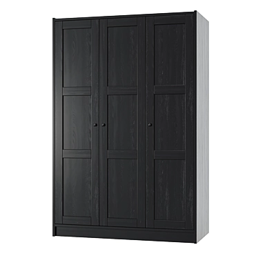 RAKKESTAD 3-Door Wardrobe: Sleek, Black-Brown Design 3D model image 1 