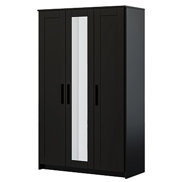Sleek Black Wardrobe | 3-Door BRIMNES 3D model image 1 