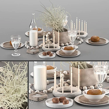 Elegant Table Setting: Complete Set 3D model image 1 
