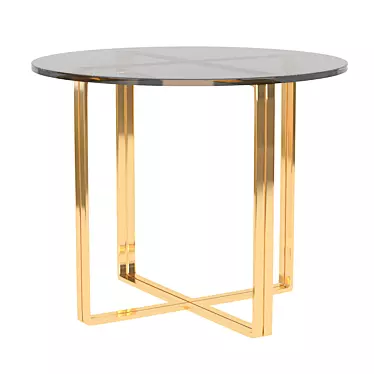 Sleek Silverado Brass Glass Dining Table 3D model image 1 