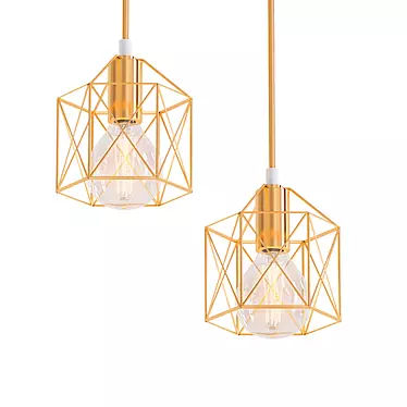 Minimalist Metal Cage Pendant Light 3D model image 1 