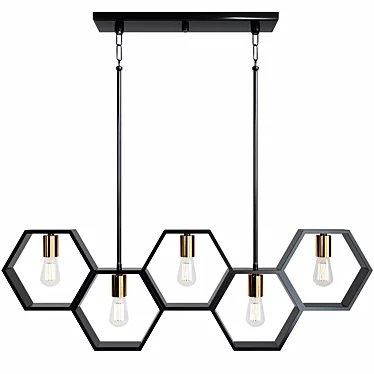 HexaGlow Modern Linear Chandelier 3D model image 1 