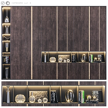 Title: Modern Style 8-Piece Cupboard Set 3D model image 1 