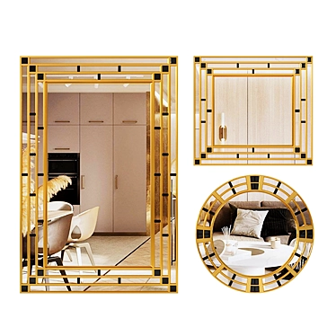 Elegant Geometric Decor Mirror 3D model image 1 