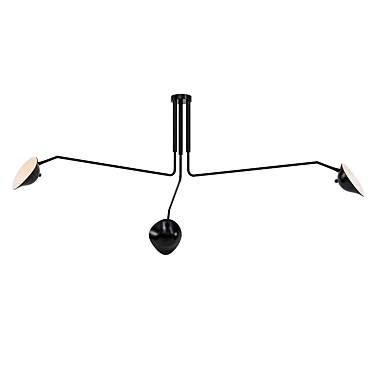 Sleek Three-Arm Ceiling Lamp 3D model image 1 