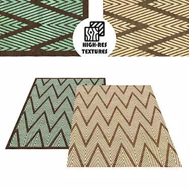 Zigzag Bliss: Large 2.3m Rug Set 3D model image 1 