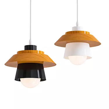 Sleek Walnut Pendant Light 3D model image 1 