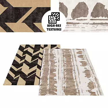 Neutral Cream Geometric Rug Set 3D model image 1 