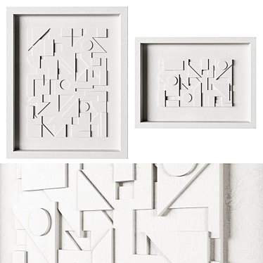 Modern Geometric Wall Relief Art 3D model image 1 