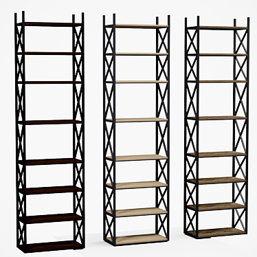 Custom Metal Frame Wood Shelving 3D model image 1 