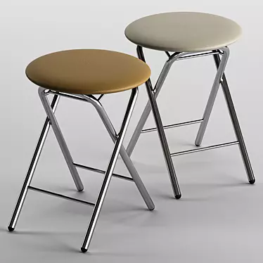 Elegant Sigma Stool - Chrome Metal Frame & Synthetic Leather Upholstery 3D model image 1 