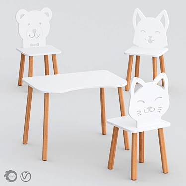 Scandi Kids Furniture Set: Ergonomic Design 3D model image 1 