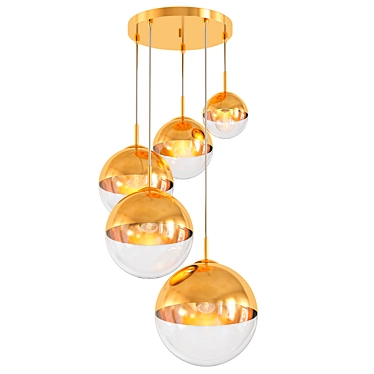 Golden Glass Pendant Light 3D model image 1 