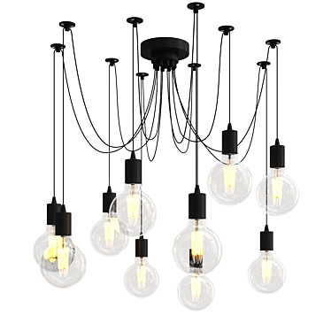 Elegant 10-Light Black Chandelier 3D model image 1 