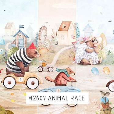 Animal Race Eco-Murals: Creative & Customizable 3D model image 1 